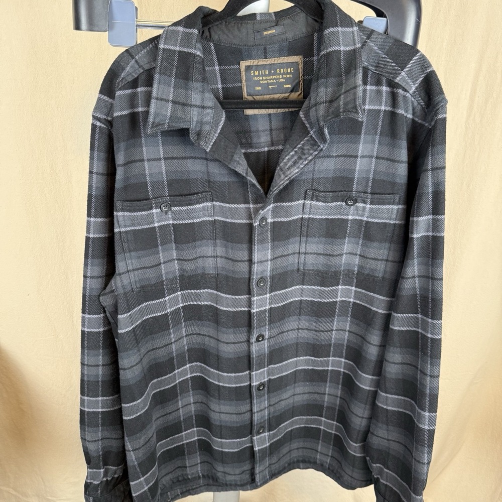 Smith + Rogue Sheboygan Heavyweight Men's 2XL Black Gray Flannel Shirt